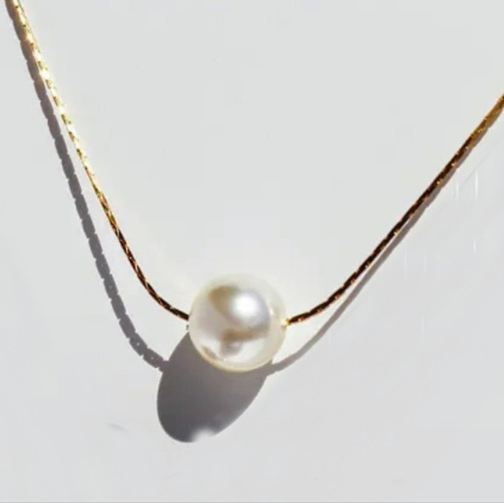 24k gp brass necklace with pearl; 16.5"L & 2" extender; pearl is .39"; nwot